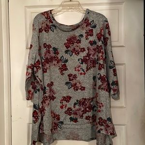 Lane Bryant grey floral sweater